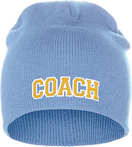 I&W Sports Team Coach Arch Letters Winter Knit Cuffless Beanie 3D Raised Layers in Saudi Arabia