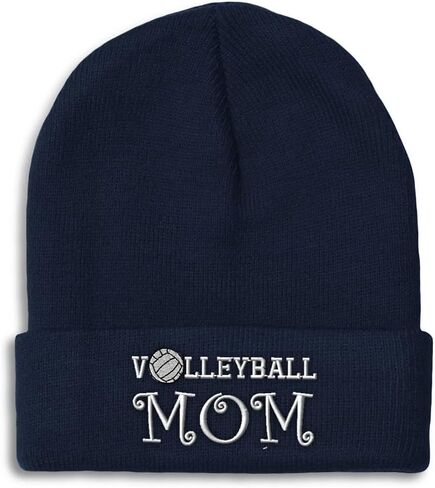 Custom Beanies for Men Volleyball Mom Mama Mother Skull Cap Winter Hats Women Acrylic One Size in Saudi Arabia