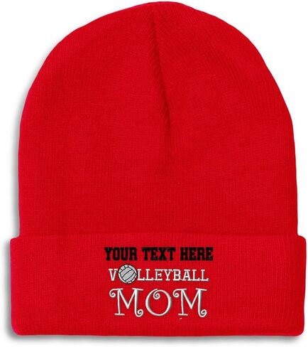 Custom Beanies for Men Volleyball Mom Mama Mother Skull Cap Winter Hats Women Acrylic One Size in Saudi Arabia