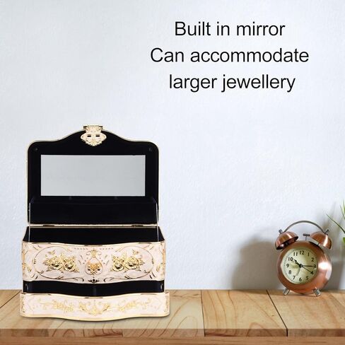 ZJchao Vintage Jewelry Box With 3 Layers for Earrings Necklace Bracelet, Rectangular Jewelry Box Enameled Trinket Box Organizer Enameled Trinket Box Organizer Treasure Chest Box Jewelry Decorative in Saudi Arabia
