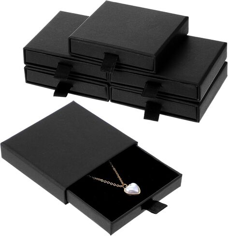 5 Pack Jewelry Gift Box, Sponge Fill Cardboard Jewelry Boxes Black Small Bracelet Gift Box for Women, Bracelet Necklace Earring Boxes with Lids for Bracelets Necklaces Earrings Ring Jewelrys in Saudi Arabia