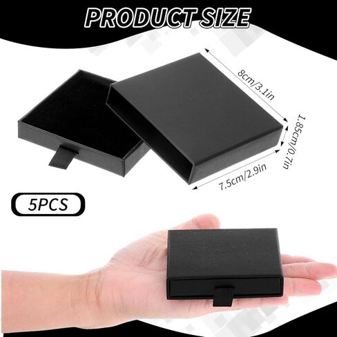 5 Pack Jewelry Gift Box, Sponge Fill Cardboard Jewelry Boxes Black Small Bracelet Gift Box for Women, Bracelet Necklace Earring Boxes with Lids for Bracelets Necklaces Earrings Ring Jewelrys in Saudi Arabia