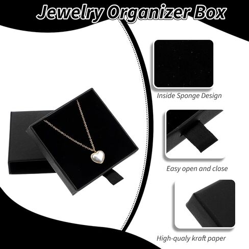 5 Pack Jewelry Gift Box, Sponge Fill Cardboard Jewelry Boxes Black Small Bracelet Gift Box for Women, Bracelet Necklace Earring Boxes with Lids for Bracelets Necklaces Earrings Ring Jewelrys in Saudi Arabia