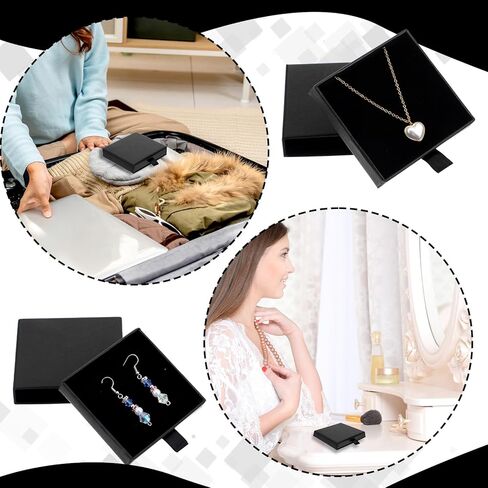 5 Pack Jewelry Gift Box, Sponge Fill Cardboard Jewelry Boxes Black Small Bracelet Gift Box for Women, Bracelet Necklace Earring Boxes with Lids for Bracelets Necklaces Earrings Ring Jewelrys in Saudi Arabia