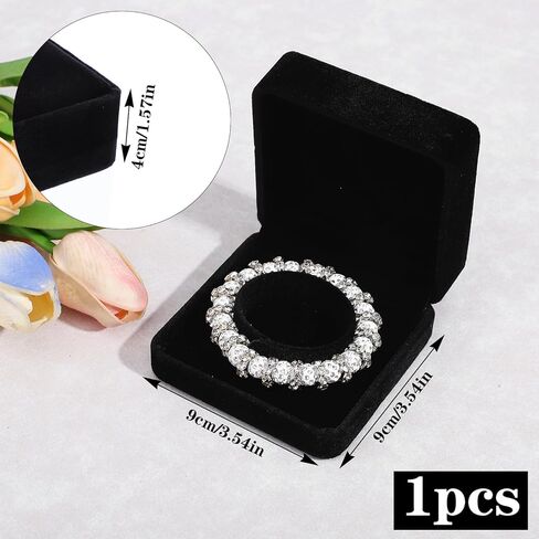 2 Pcs Velvet Bracelet Boxes for Jewelry Gift Black Bangle Boxes Classic Jewelry Box Storage Case 3.5 x 3.5 x 1.6 Inch Bangle Holder Display Case for Women Small Bracelet Necklace Storage Organizer Box in Saudi Arabia