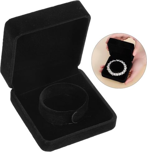 2 Pcs Velvet Bracelet Boxes for Jewelry Gift Black Bangle Boxes Classic Jewelry Box Storage Case 3.5 x 3.5 x 1.6 Inch Bangle Holder Display Case for Women Small Bracelet Necklace Storage Organizer Box in Saudi Arabia