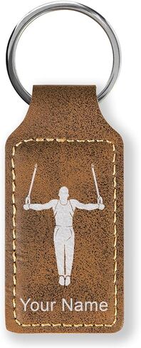 LaserGram Rectangle Keychain, Gymnast Man, Personalized Engraving Included in Kuwait