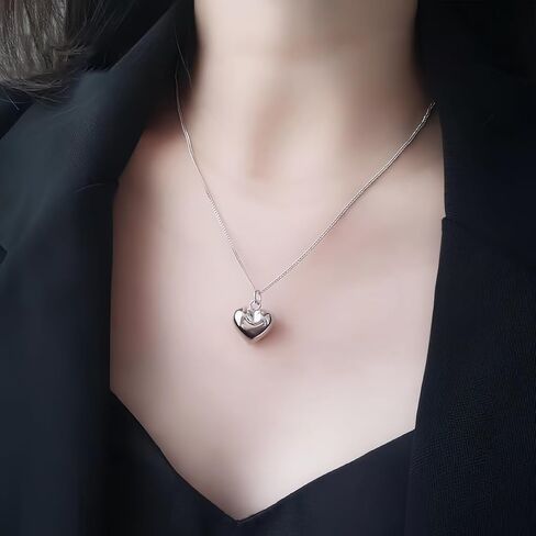 Elegant Twist Chain Necklace with Heart Shape Pendant for Women & Men – Silver Plated Dainty & Durable 2.3mm Chain in Saudi Arabia
