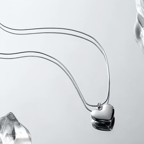 Elegant Twist Chain Necklace with Heart Shape Pendant for Women & Men – Silver Plated Dainty & Durable 2.3mm Chain in Saudi Arabia