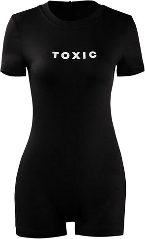 Women Casual Bodycon Shorts Jumpsuit Short Sleeve Letter Print One Piece Outfits Rompers in Saudi Arabia