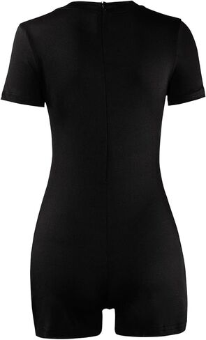 Women Casual Bodycon Shorts Jumpsuit Short Sleeve Letter Print One Piece Outfits Rompers in Saudi Arabia
