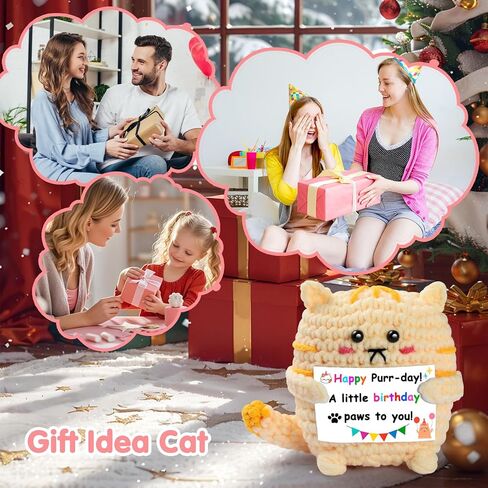A Little Birthday Paws to You! - Handmade Crochet Kitten with Card Gift for Anyone Who Loves Cats - Heartwarming Birthday Present with Greeting Card for Women, Men, Families in Saudi Arabia