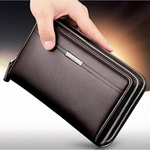 Mens Wallet Long Purse Leather Clutch Large Business Handbag Phone Card Holder Case Gift for Men Father Son Husband Boyfriend in Saudi Arabia