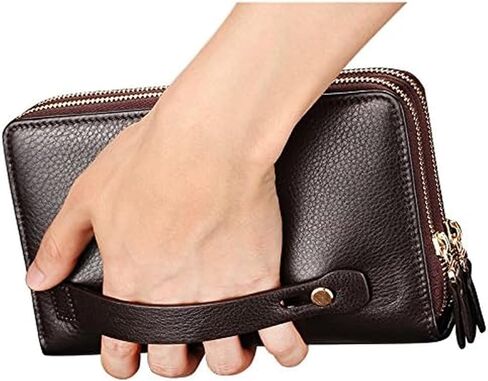 Mens Wallet Long Purse Leather Clutch Large Business Handbag Phone Card Holder Case Gift for Men Father Son Husband Boyfriend in Saudi Arabia