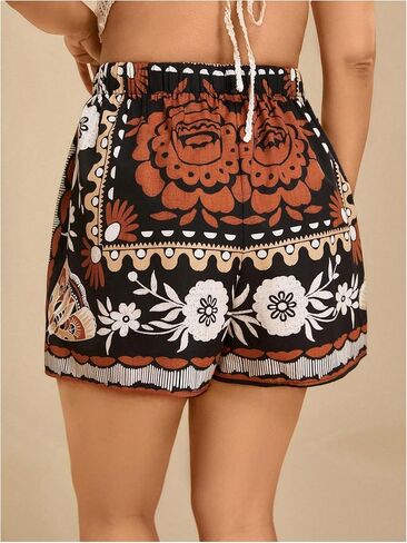 Floerns Women's Plus Size Summer Skorts Floral Wrap Tie Side Wide Leg Boho Skirt Shorts in Saudi Arabia
