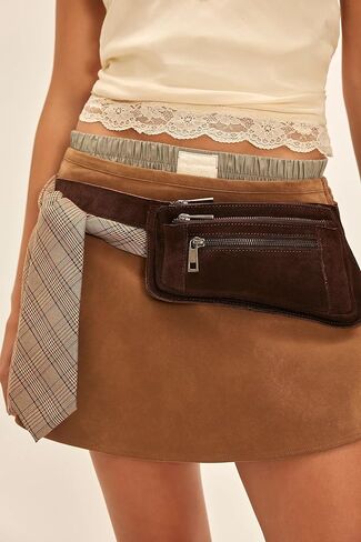 Womens A Line Suede Bodycon Mini Skort with Side Pockets Y2k Going Out Aesthetic Cute Casual Shorts Mid Rise Skirts in Saudi Arabia