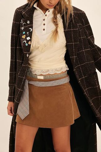Womens A Line Suede Bodycon Mini Skort with Side Pockets Y2k Going Out Aesthetic Cute Casual Shorts Mid Rise Skirts in Saudi Arabia