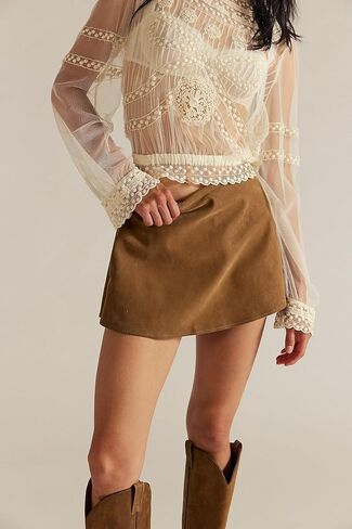 Womens A Line Suede Bodycon Mini Skort with Side Pockets Y2k Going Out Aesthetic Cute Casual Shorts Mid Rise Skirts in Saudi Arabia