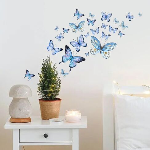 Luminous Blue Butterfly Stickers Suitable for Living Room Bedroom Home Decoration Christmas Wall Stickers Window Stickers in Saudi Arabia