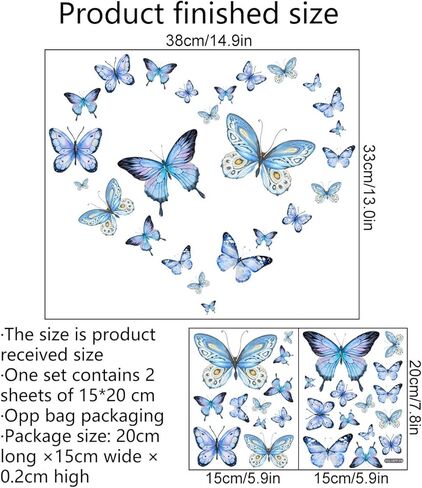Luminous Blue Butterfly Stickers Suitable for Living Room Bedroom Home Decoration Christmas Wall Stickers Window Stickers in Saudi Arabia