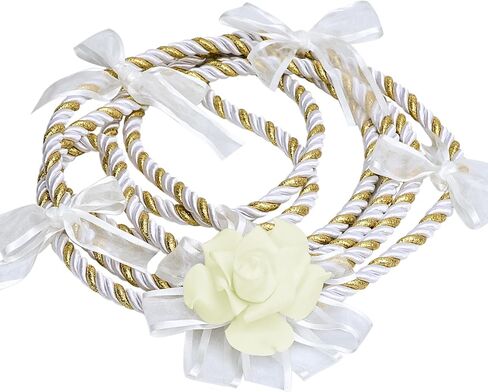 Wedding Lasso Rope, Handfasting Cord with Pendants Lazos para Boda Wedding Cord Traditional Celtic Pattern Rustic Wedding Lasso for Ceremony Bridal Wedding Gift (White Lvory) in Saudi Arabia