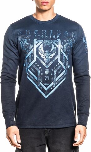 American Fighter Men's Long Sleeve Thermal T-Shirt, with Geometric Fighter Design Print, Front and Back Graphic in Saudi Arabia