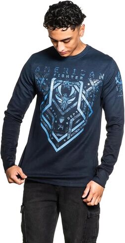 American Fighter Men's Long Sleeve Thermal T-Shirt, with Geometric Fighter Design Print, Front and Back Graphic in Saudi Arabia