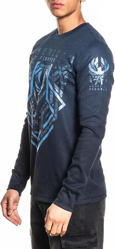 American Fighter Men's Long Sleeve Thermal T-Shirt, with Geometric Fighter Design Print, Front and Back Graphic in Saudi Arabia