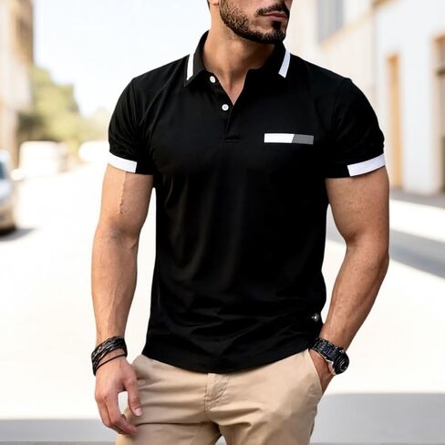 Men's Polo Shirts Short Sleeve Casual Summer T Shirt Classic Fit Classic Collared Golf Shirts Stylish Tops in Saudi Arabia