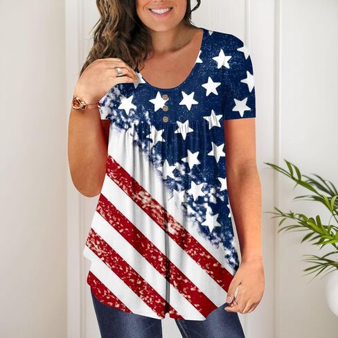 Plus Size Tunic Tops For Women Short Sleeve Casual in Saudi Arabia