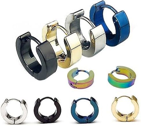 5 Pairs Unisex Stainless Steel Ear Accessories Small Hoop Earrings with Matching Ear Studs Durable Metal Style for Everyday Use in Saudi Arabia
