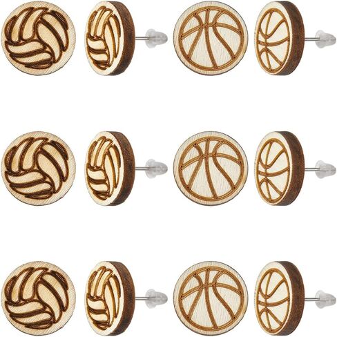 SUNNYCLUE Wooden Stud Earrings with Metal Pins for Women Round Wood Earring Posts Natural Style Ear Studs for Women Men Fashion Jewelry Gift Supplies in Saudi Arabia