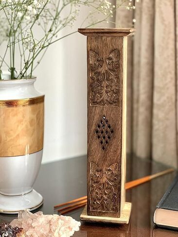 Wooden Incense Stick & Cone Burner Coffin with Storage Compartment Organic Eco Friendly Ash Catcher Agarbatti Holder Rustic Style for Meditation Yoga Aromatherapy Home Fragrance Products in Saudi Arabia