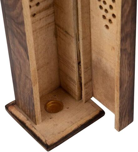 Wooden Incense Stick & Cone Burner Coffin with Storage Compartment Organic Eco Friendly Ash Catcher Agarbatti Holder Rustic Style for Meditation Yoga Aromatherapy Home Fragrance Products in Saudi Arabia