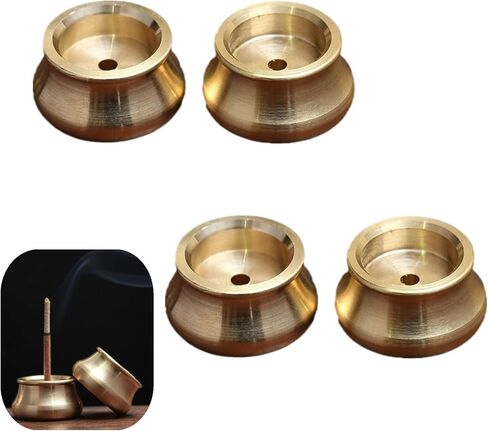 4-Pack Mini Brass Incense Holder Set, Copper & Gold-Plated Metal Burners for Cones/Sticks, Ash Catcher Home Fragrance Decor in Saudi Arabia