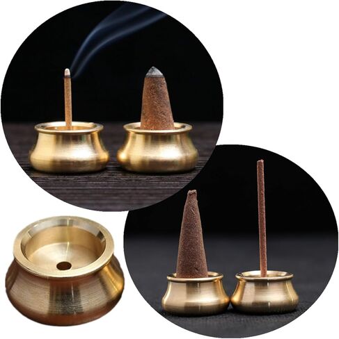 4-Pack Mini Brass Incense Holder Set, Copper & Gold-Plated Metal Burners for Cones/Sticks, Ash Catcher Home Fragrance Decor in Saudi Arabia