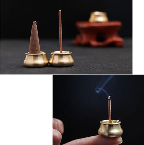 4-Pack Mini Brass Incense Holder Set, Copper & Gold-Plated Metal Burners for Cones/Sticks, Ash Catcher Home Fragrance Decor in Saudi Arabia