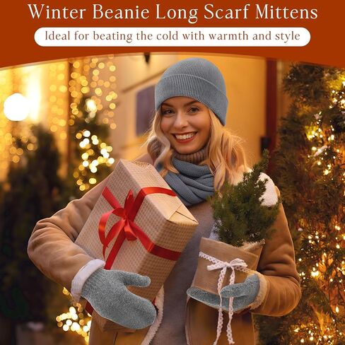 36 Pcs Winter Knit Hat Beanie Long Scarf Warm Mittens Gloves, Unisex Adult Winter Warmer Accessory Set for Cold Weather Outdoor Activities Emergencies Homeless Care Package Charity Supplies in Saudi Arabia