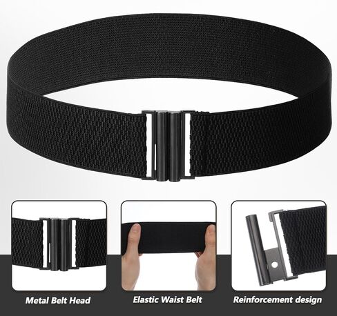 Stretchy Belt for Women, Vintage Thick Black Belt, Elastic Waist Cinch Trimmer Belts, Wide Adjustable Corset Belts for Dresses in Saudi Arabia