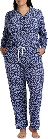 Karen Neuburger womens Plus Size Long Sleeve Notch Collar Top and Pant Pajama Set in Saudi Arabia