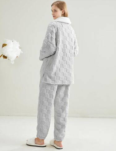 Gihuo Women' s Fluffy Pajamas Set Fleece Plush Sleepwear Textured 2 Piece Pjs Sets Warm Fuzzy Loungewear in Saudi Arabia