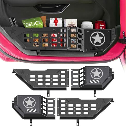 Metal Front Door Pocket Storage Box for Jeep Wrangler JL JLU 4XE 2018-2024 Gladiator JT 2020 2021 2022 2023 2024 Doors Storage Organizer Accessories 2PCS (Front Door Front Face Grille) in Kuwait