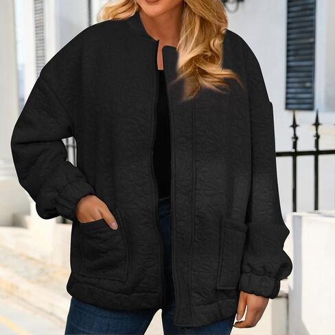 Brebebe Women Jacquard Coats Long Sleeve Lightweight Zip Up Casual Jackets in Saudi Arabia