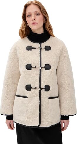 DUNST Women's Collarless Buckled Shearling Jacket in Saudi Arabia