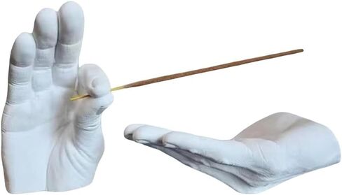 Hand Statues Incense Holder - Incense Burner Ash Catcher, Handcrafted Incense Stick Holder with Ash Catcher, Artisan Incense Burner for Meditation & Yoga (White) in Saudi Arabia