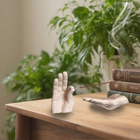 Hand Statues Incense Holder - Incense Burner Ash Catcher, Handcrafted Incense Stick Holder with Ash Catcher, Artisan Incense Burner for Meditation & Yoga (White) in Saudi Arabia