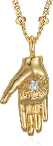 Fettero Dainty Gold Necklace for Women - 14K Gold Plated Hand Pendant Neckalces Gifts for Friends Hand Sign Language Trendy Charm Gesture Necklace Jewelry Gift in Saudi Arabia
