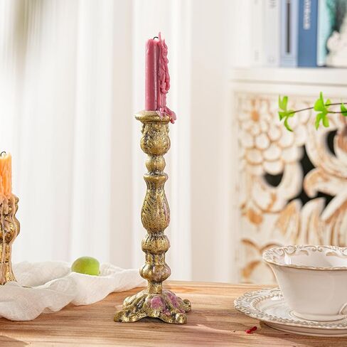 Sungmor Vintage Gold Cast Iron Candle Holder – 8.7" Tall Decorative Rustic Taper Candle Stand – Heavy Antique-Style Candlestick for Table Centerpiece, Fireplace Mantel, or Farmhouse Home Décor in Saudi Arabia