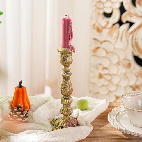 Sungmor Vintage Gold Cast Iron Candle Holder – 8.7" Tall Decorative Rustic Taper Candle Stand – Heavy Antique-Style Candlestick for Table Centerpiece, Fireplace Mantel, or Farmhouse Home Décor in Saudi Arabia