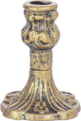 Sungmor Vintage Gold Cast Iron Candle Holder – 8.7" Tall Decorative Rustic Taper Candle Stand – Heavy Antique-Style Candlestick for Table Centerpiece, Fireplace Mantel, or Farmhouse Home Décor in Saudi Arabia